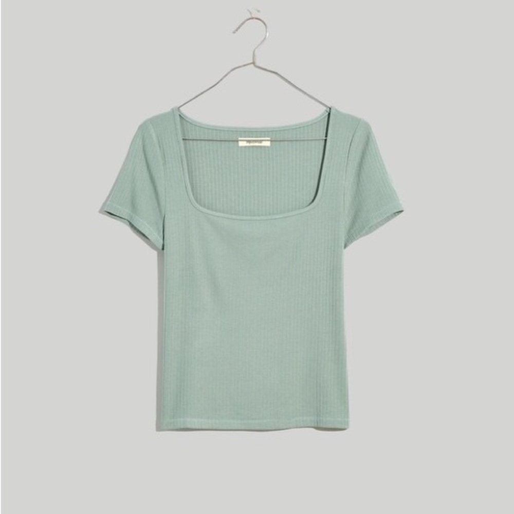 MADEWELL ribbed square neck tee green size XXS